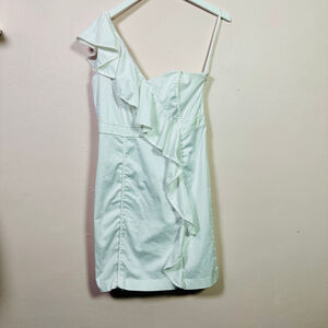 VINCE CAMUTO One Shoulder Ruffle Sheath‎ Dress White Size 10